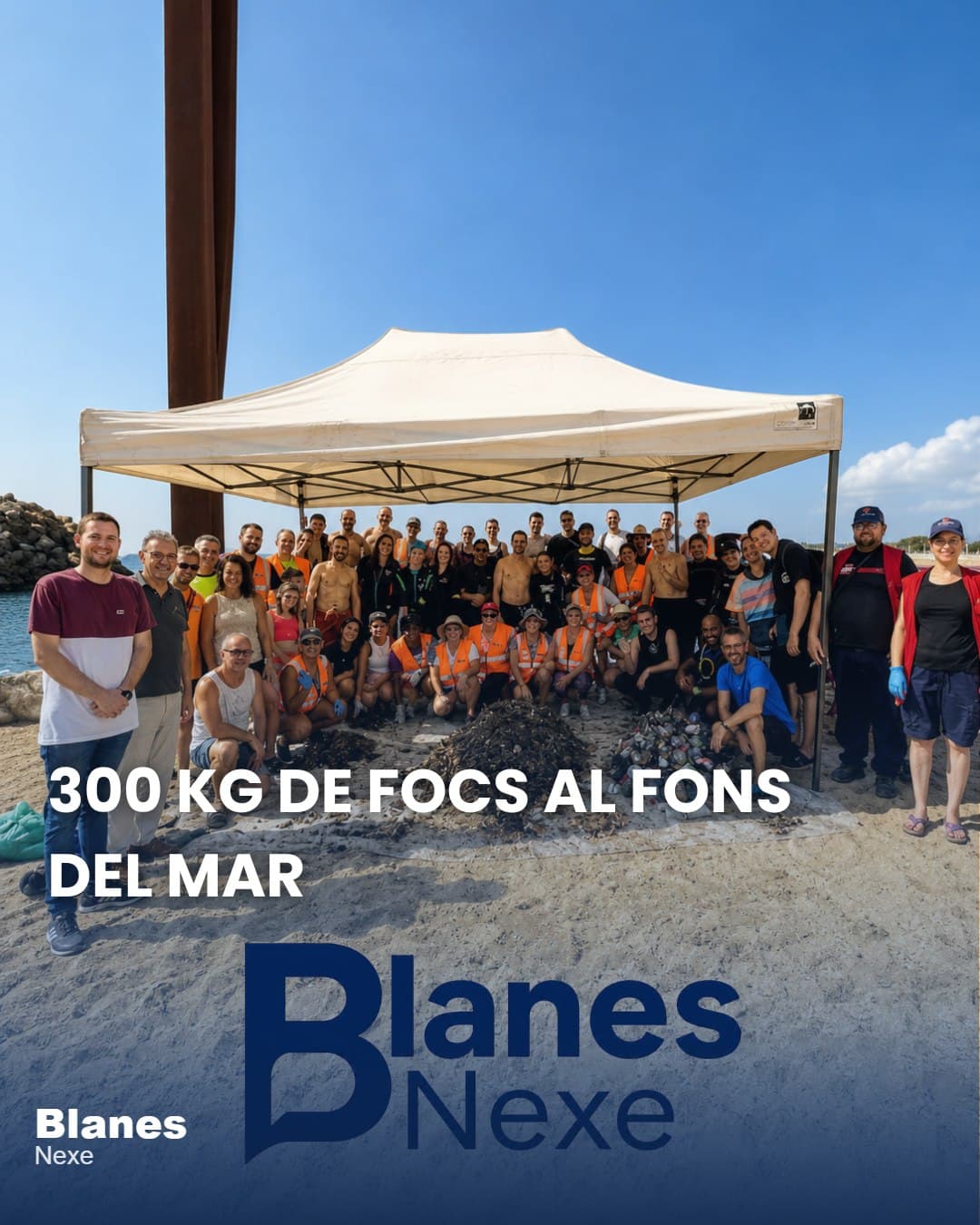 Blanes recull mitja tona de deixalles del fons marí de Sa Palomera després del Concurs de Focs